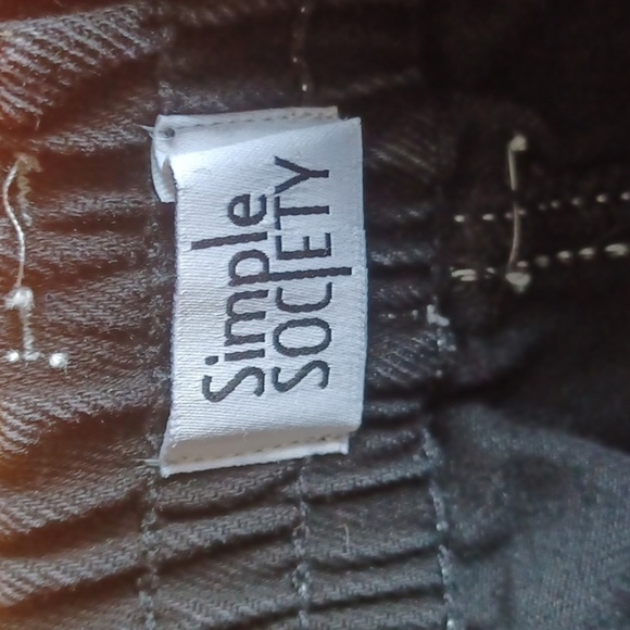 Simple Society Carpenter Jean Shorts Black with White Trim 11"Rise, 2" Inseam - Picture 2 of 4